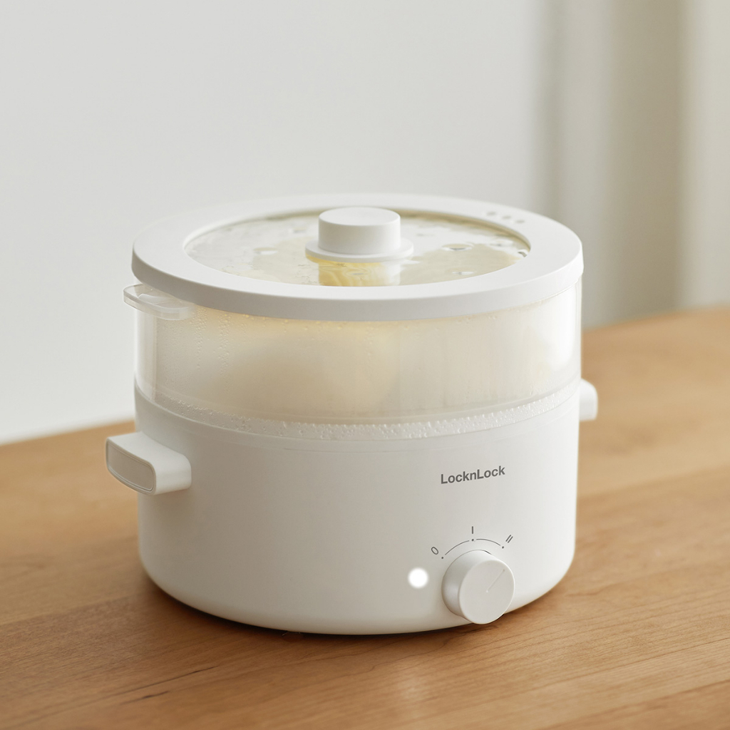 Nồi điện đa năng LocknLock Bianco Electric Multipot EJP134IVY , 5L , 1350W , Phủ men sứ - K-MALL