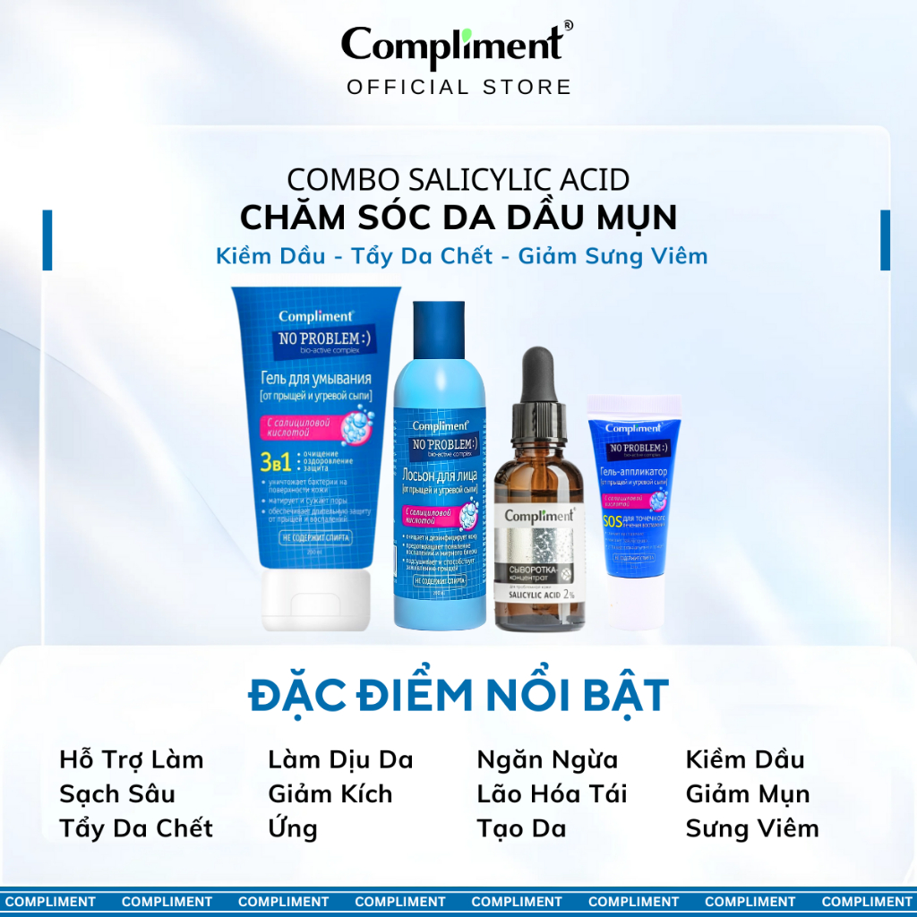 Ảnh Bộ Chăm Sóc Da Giảm Sưng Viêm Mụn, Tẩy Da Chết BHA Salicylic Compliment 4