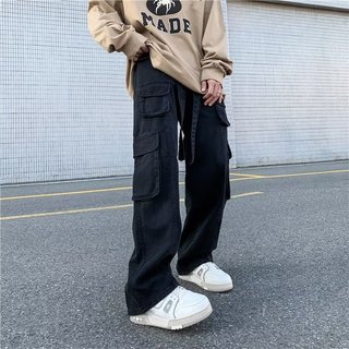 Quần Bò Jeans nam nữ baggy ống xuông Túi hộp Cargo Pants rộng Unisex Bigsize  Avocado
