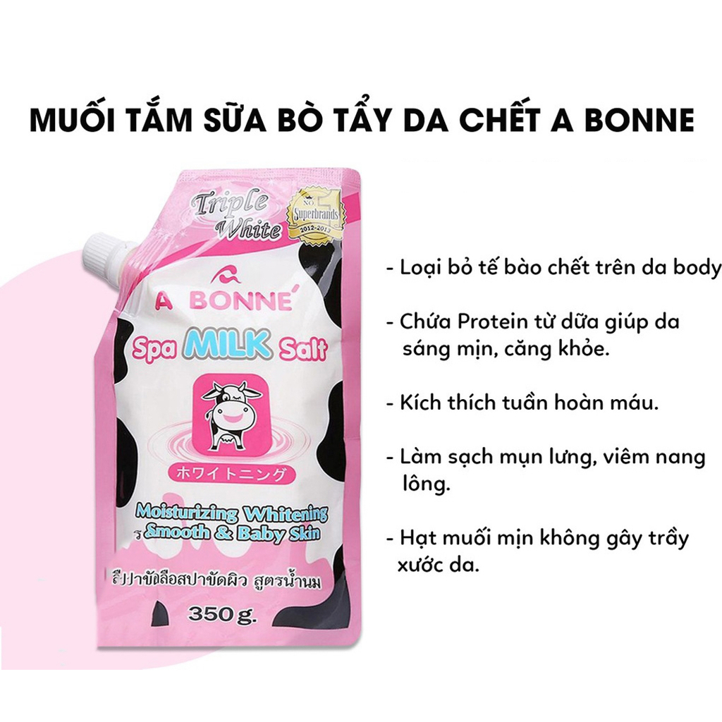 Muối tắm sữa bò tẩy tế bào chết A Bonne Spa Milk Salt 350g Thái Lan (Giá sỉ)