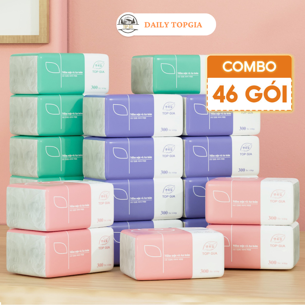 Giấy ăn gấu trúc Top Gia khăn giấy rút thùng 46 gói tiện lợi thận thiện môi trường mềm mịn tiết kiệm AMIZIN