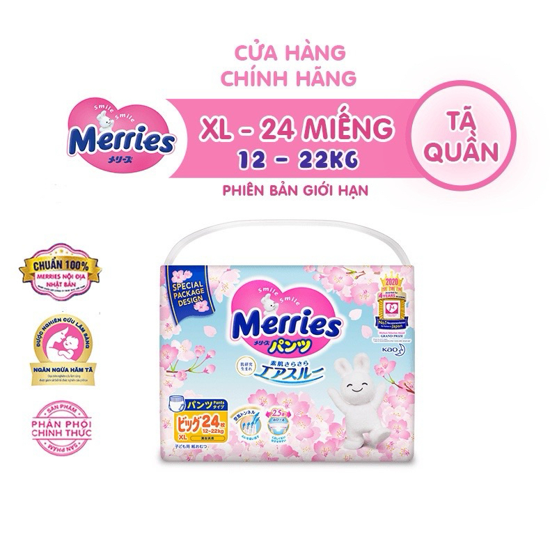 Tã Merries Sakura Phiên Bản Sakura Giới Hạn L27/XL 24 miếng( 9 tới 14kg ...