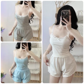 Set đồ nữ hai dây mặc nhà phối ren gợi cảm sexxy đủ màu video thật sản phẩm MA16D