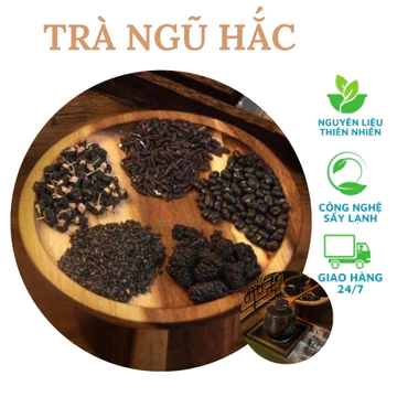 Trà ngũ hắc hỗ trợ mọc tóc nhanh khỏe (mè đen, dâu tằm, kỷ tử đen, gạo nếp đen, đậu đen) - Tặng thêm quà