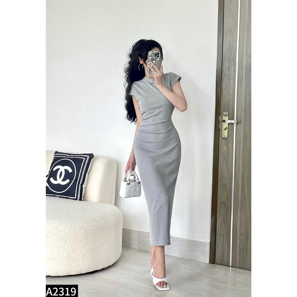 Đầm body thun cotton vân gạo 3 màu siêu sang chảnh A2319