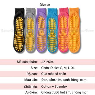 Tất chống trơn trượt cao cấp GOMTAT nhiều kích thước dành cho nam nữ và trẻ em, chất liệu cotton mềm mịn- JZ-2504