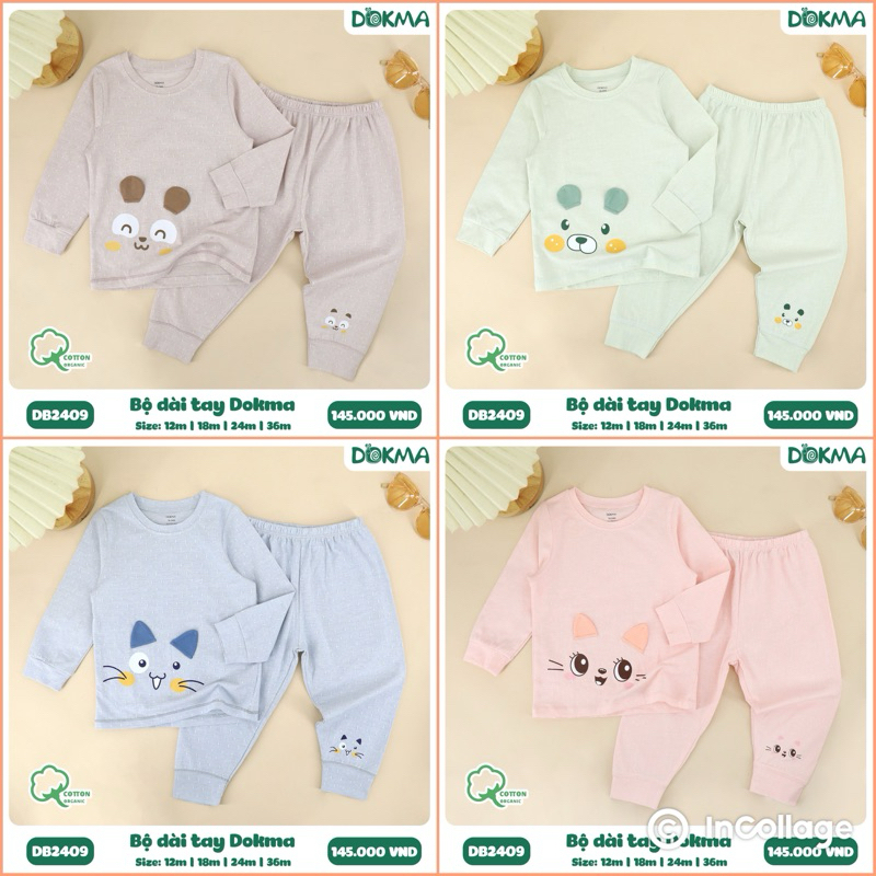 (8-13kg, 6-36M) Bộ Dài Tay Dokma Cho Bé DB2277 DB2456 DB3116 DB3176 DB3170 DB3120