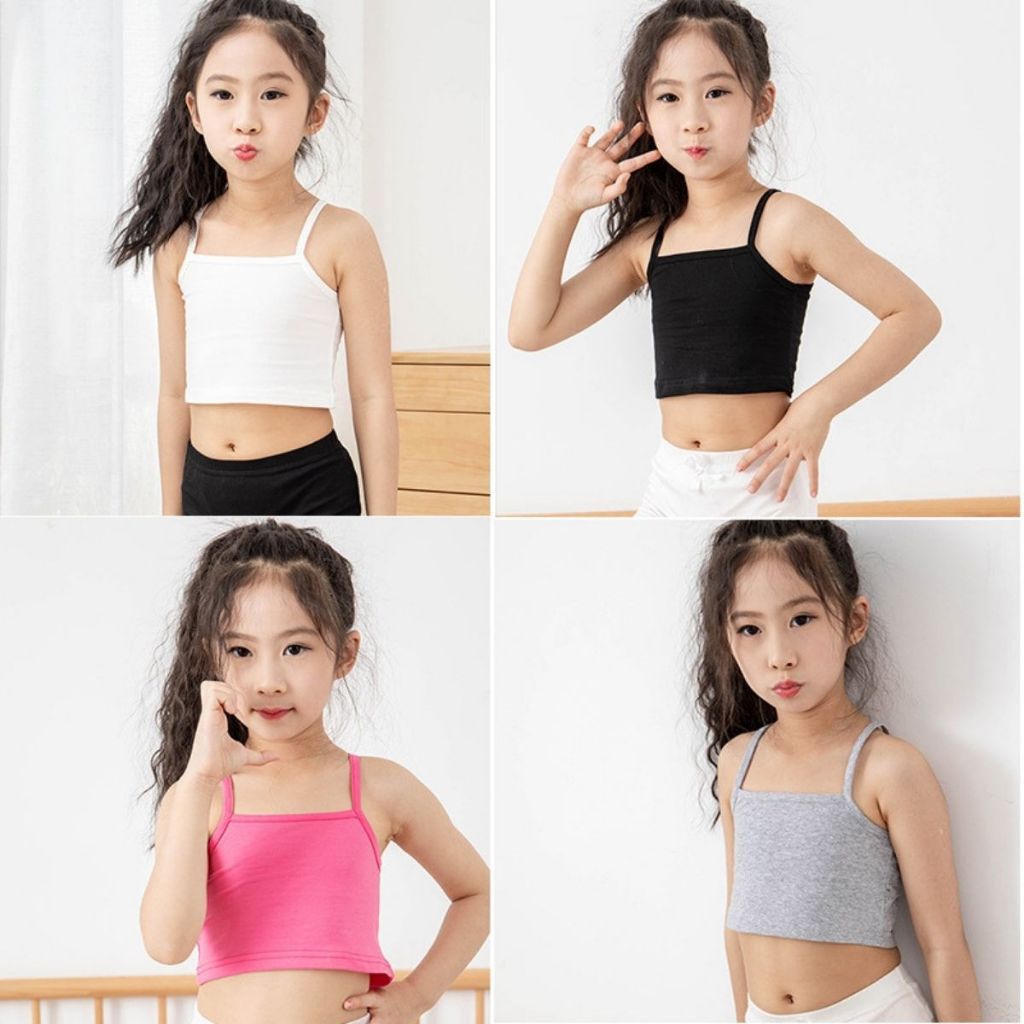 COMBO 4 Áo lót lá học sinh tuổi dậy thì chất cotton hai dây không đệm mút, Áo lót trẻ em dễ thương