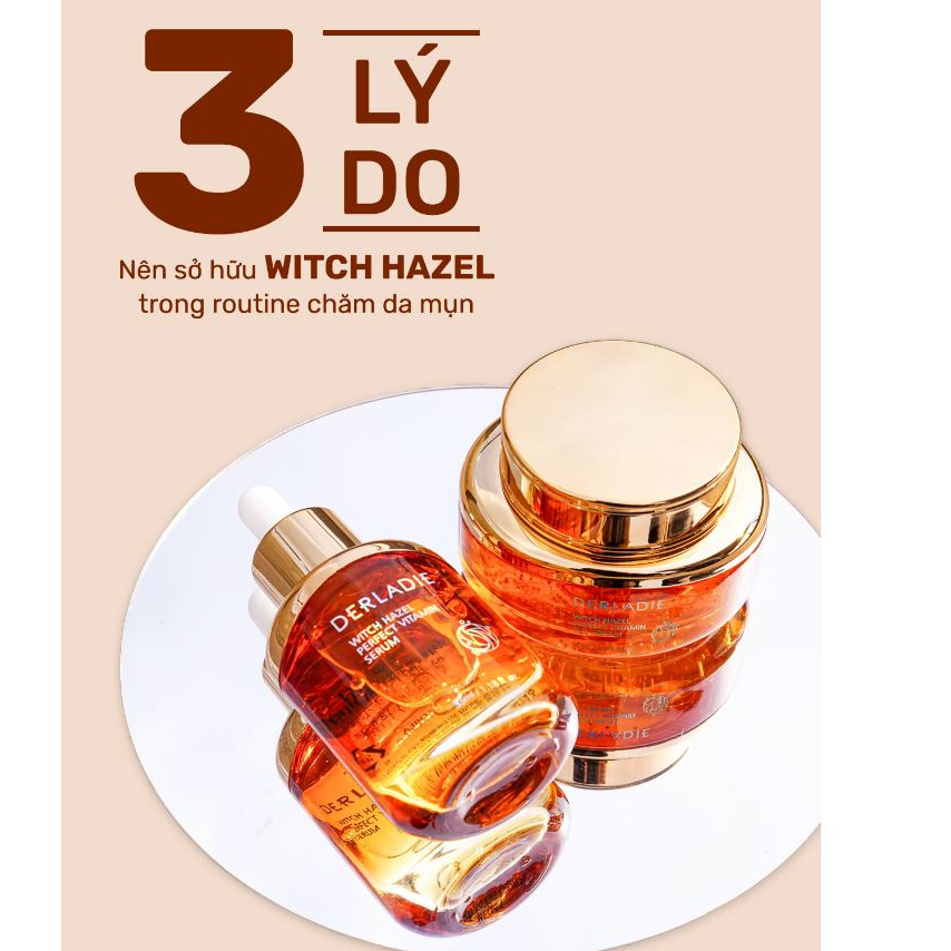 Ảnh Bộ Đôi Serum Kem Dưỡng Giảm Mụn, Mờ Thâm Chiết Xuất Phỉ Derladie Witch Hazel Perfect Vitamin 55ml 2