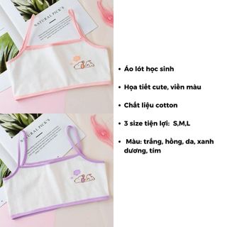 Áo lót học sinh hai dây mảnh mỏng nhẹ không đệm mút thoáng mát họa tiết hoạt hình cute DEVARI A154