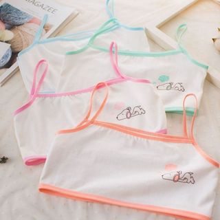 Áo lót học sinh hai dây mảnh mỏng nhẹ không đệm mút thoáng mát họa tiết hoạt hình cute DEVARI A154