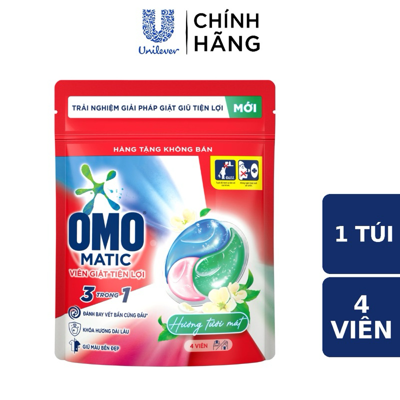 túi viên giặt tiện lợi OMO / maxkleen 3 trong 1 (30 viên/túi)