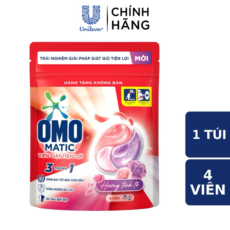 túi viên giặt tiện lợi OMO / maxkleen 3 trong 1 (30 viên/túi)