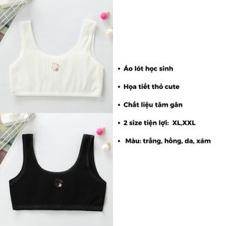 COMBO 3 Áo lót học sinh dây bản to không đệm mút hai lớp chống lộ họa tiết thỏ cute DEVARI B8574