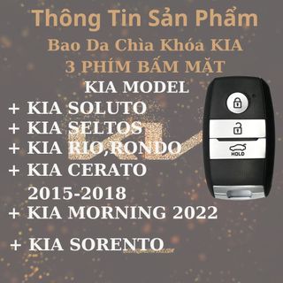 Bao Da chìa khoá Kia Seltos,Kia Cerato,Kia Sorento,KiaRio,Kia Soluto,Bọc chìa khóa Kia Seltos (KMK3  móc D)