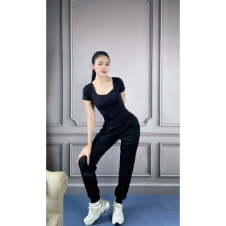 Áo cộc tay nữ, model DWY115179.1.B58 Chất Vải Thun Poly Mềm Mịn Có Đệm Mút Ngực Tập Gym,Yoga Co Giãn