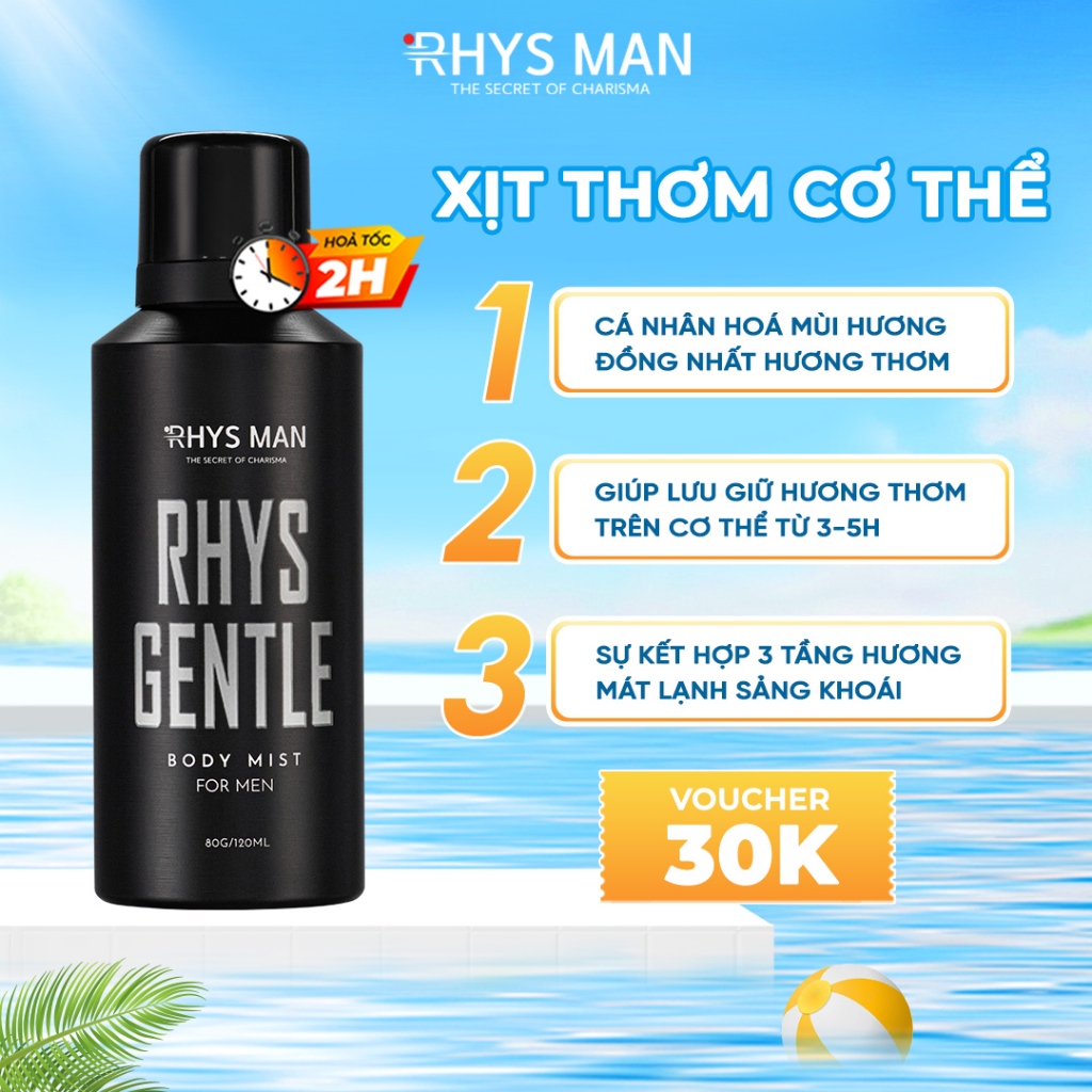 Body mist nam RHYS MAN xịt thơm toàn thân phóng khoáng, lôi cuốn Rhys ...