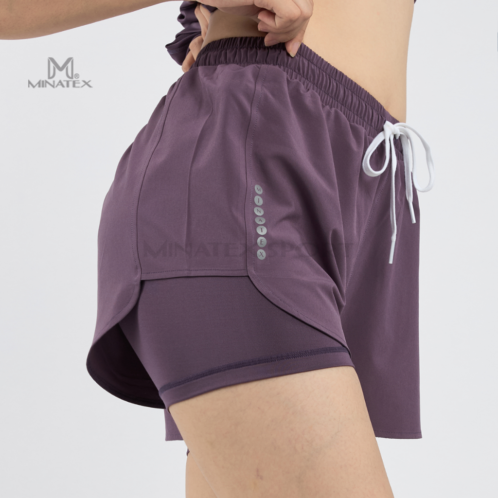 Quần đùi thể thao nữ 2 lớp kèm quần short tập gym yoga, chạy bộ, bơi MINATEX (CÓ TÚI trong lót và trơn k túi) - S1/Đ1