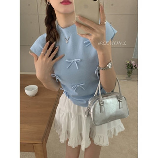 Áo croptop thun đính nơ cổ cao chất thun tăm đen trắng hồng xanh lá xanh dương VANISA CUCTAC9