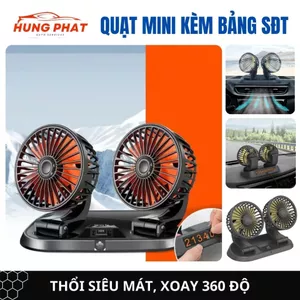 Quạt Ô Tô Đơn Và Đôi Xoay 360 Gió Mạnh Kèm Bảng Số Điện Thoại Dành Cho Xe Hơi,Quạt 5V/12V/24V,Quạt Đôi Mini Ô Tô-HP Auto