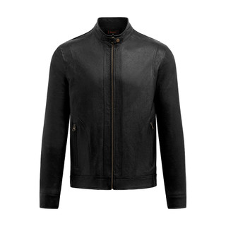 Áo khoác da nam, áo da thật cao cấp Racer Jacket Da Dê khóa đồng, Cừu Túi Vòng Cung - AD207