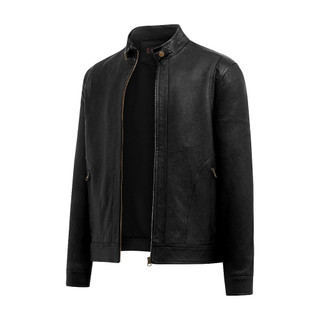 Áo khoác da nam, áo da thật cao cấp Racer Jacket Da Dê khóa đồng, Cừu Túi Vòng Cung - AD207