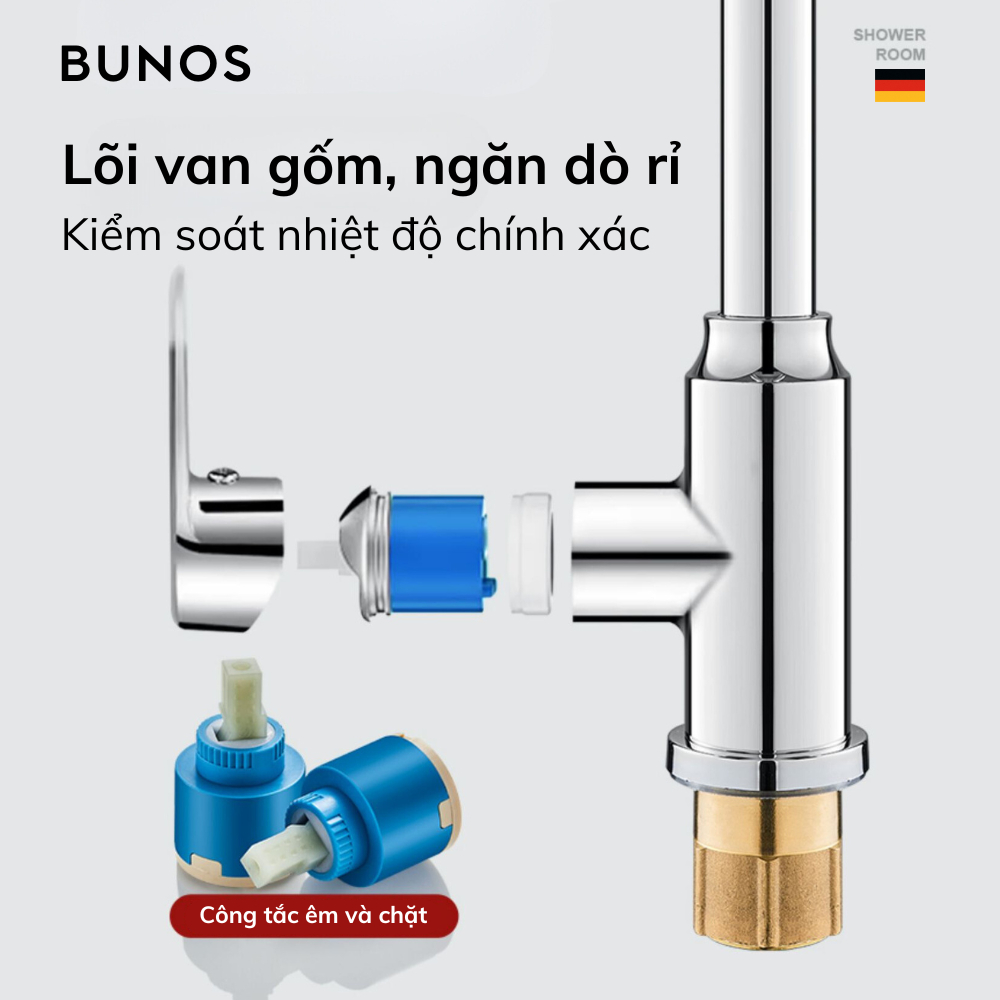 Vòi rửa chén nóng lạnh BUNOS chất liệu thép không gỉ, 2 chế đô phun nước