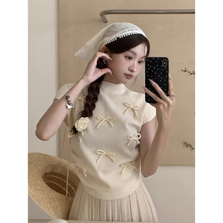 Áo croptop cổ cao đính nơ chất thun tăm trắng đen hồng xanh lá xanh dương xinh VANISA CUCTAC9