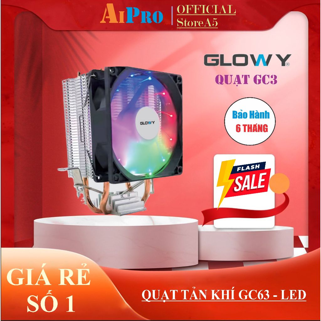 Tản Nhiệt Khí GLOWY GC63 - Led RGB - Hỗ Trợ All CPU - Bảo hành 6 tháng ...