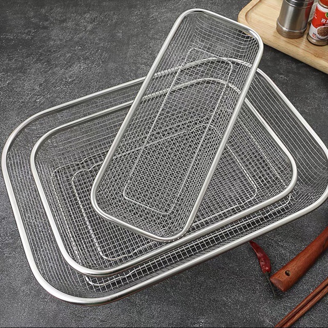 Rổ/rá/giá inox 304 hình chữ nhật CẬU CHỦ NHỎ, rổ inox 304 dạng lưới có ...