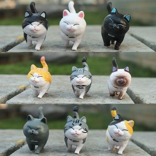 Mèo Đi Bộ Set Mô Hình 9 Mèo Nhỏ Cute Decor Bàn Học Xả Stress - Làm Tiểu Cảnh - Đồ Chơi Ô Tô