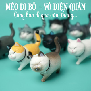 Mèo Đi Bộ Set Mô Hình 9 Mèo Nhỏ Cute Decor Bàn Học Xả Stress - Làm Tiểu Cảnh - Đồ Chơi Ô Tô