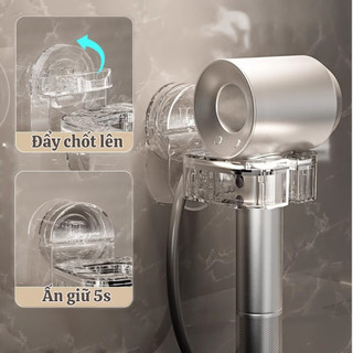 Giá đỡ máy sấy tóc nhà tắm ECO xoay 360 có cốc hút chắc chắn dán tường chịu lực tới 15kg tiện lợi