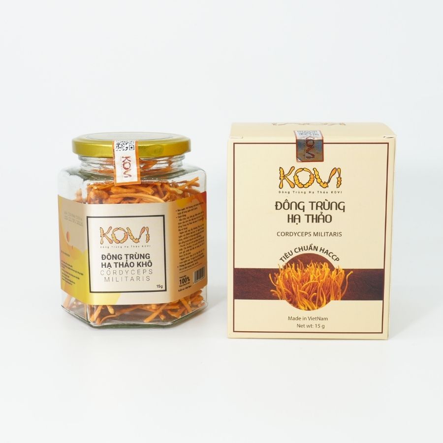 Đông trùng hạ thảo KOVI sấy khô thăng hoa 15g -  Hàng Vip 1 Chất Lượng Ocop 4 Sao