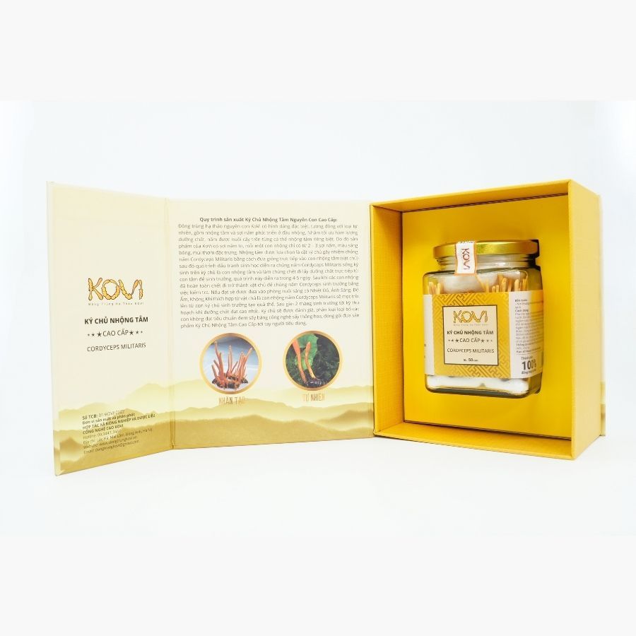 Đông trùng hạ thảo KOVI ký chủ nhộng tằm nguyên con - Lọ  50 con - Hàng VIP 1 Đạt chuẩn OCOP 4*
