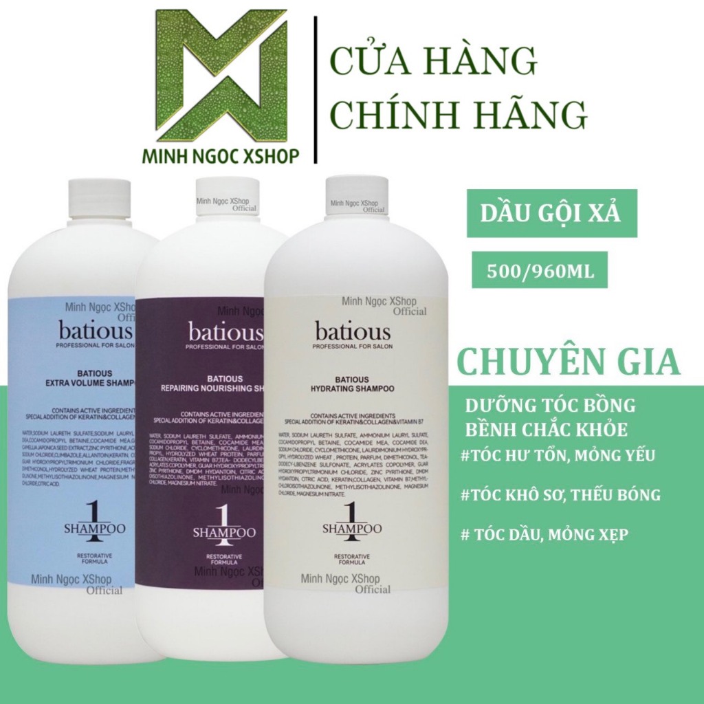 Dầu gội xả phục hồi, dưỡng ẩm, tăng phồng Batious 500ML - 960ML ...