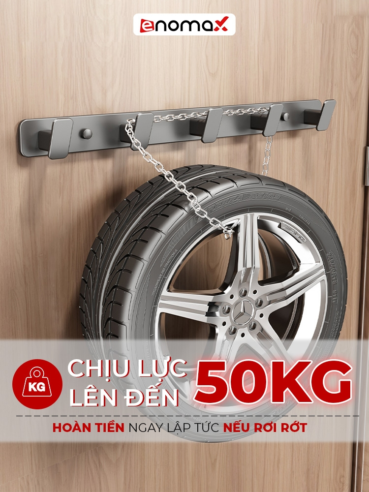 Ảnh Móc treo quần áo dán tường Enomax đa năng chịu lực, chất liệu nhôm hàng không chống gỉ, tặng kèm keo dán 12g (Eno 0176) 4
