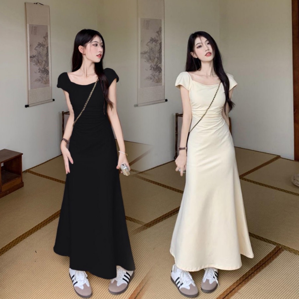Váy đầm maxi nữ cộc tay dáng dài chất liệu co giãn hàng QCCC xu hướng Hàn Quốc XIMIMI SP187