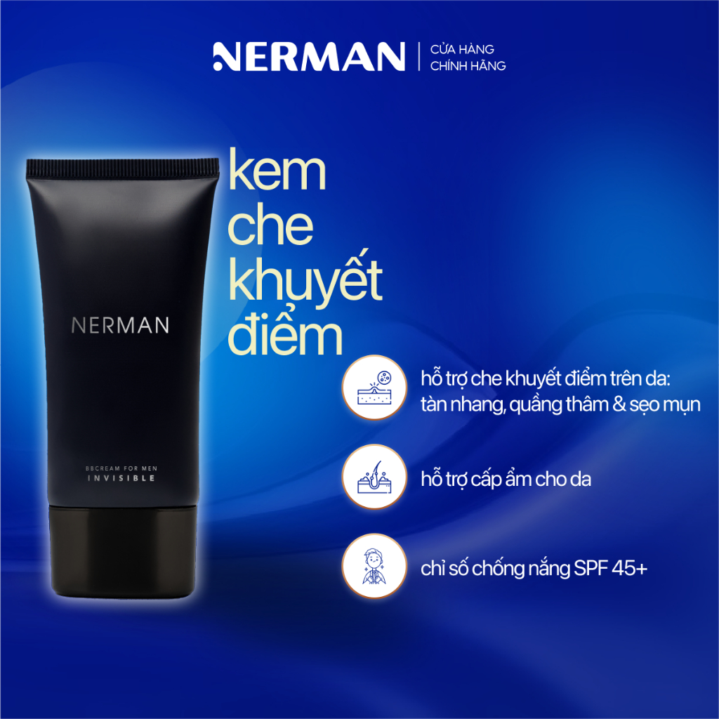 Ảnh Kem Che Khuyết Điểm Cho Nam Nerman BB Cream Invisible 3-In-1 Chống Nắng Spf 45+, Che Khuyết Điểm, Dưỡng Ẩm Nerman 50g 1