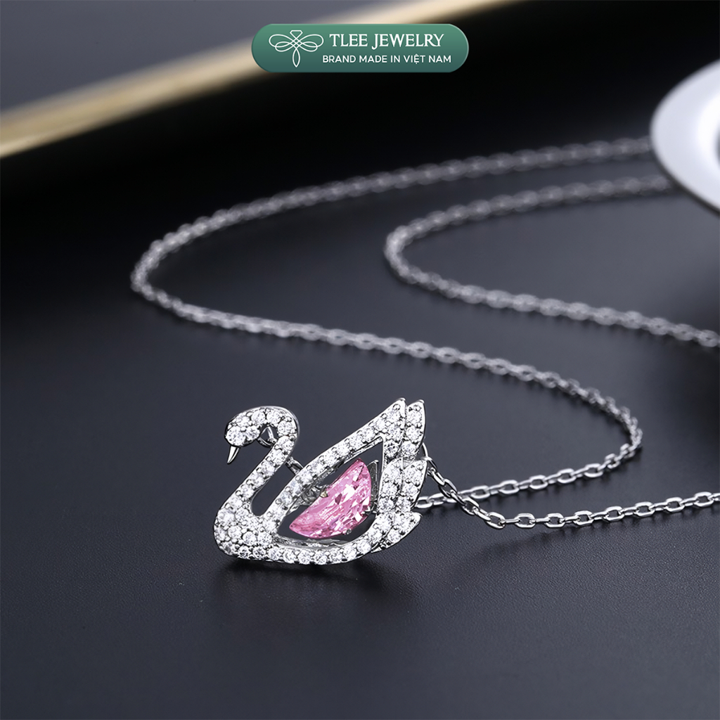 Dây chuyền bạc nữ TLEE thiên nga đá nhẩy màu sắc lấp lánh TLEE JEWELRY D0311