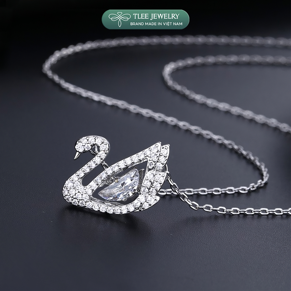 Dây chuyền bạc nữ TLEE thiên nga đá nhẩy màu sắc lấp lánh TLEE JEWELRY D0311
