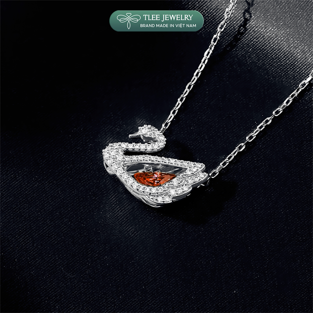 Dây chuyền bạc nữ TLEE thiên nga đá nhẩy màu sắc lấp lánh TLEE JEWELRY D0311