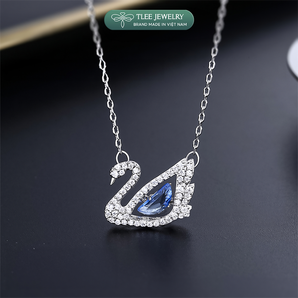 Dây chuyền bạc nữ TLEE thiên nga đá nhẩy màu sắc lấp lánh TLEE JEWELRY D0311