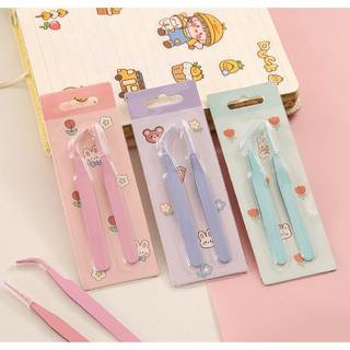 Set 2 nhíp gắp sticker màu pastel - nhíp gắp đồ thủ công thép không gỉ an toàn