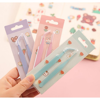 Set 2 nhíp gắp sticker màu pastel - nhíp gắp đồ thủ công thép không gỉ an toàn