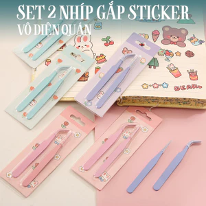 Set 2 nhíp gắp sticker màu pastel - nhíp gắp đồ thủ công thép không gỉ an toàn