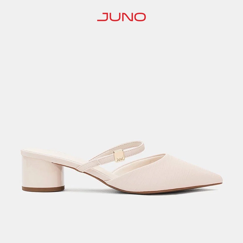 Giày Cao Gót Nữ 5cm Thời Trang JUNO Giày Cao Gót Sục Gót Trụ Thấp Phối Quai Ngang CG05138