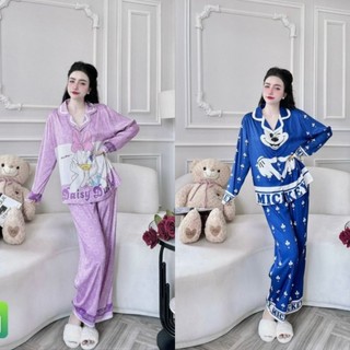 Đồ Bộ  Freesize (45-60kg)  Chất Lụa Latin vải Mềm Mại Mát, Quần Dài Tay Áo Dài ,Họa Tiết Nhiều Màu Trẻ Trung,Dành Cho Nữ