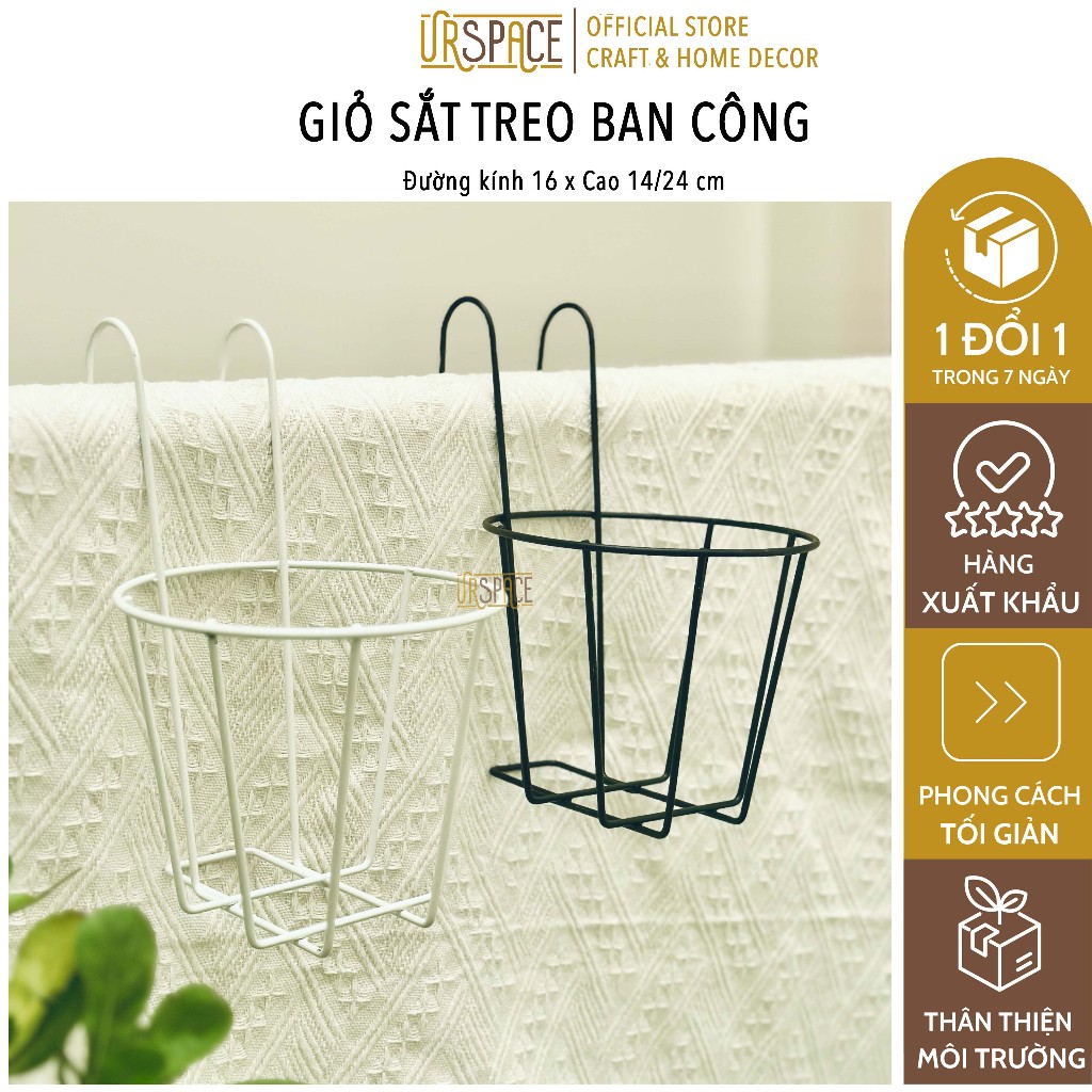Giỏ sắt tròn treo ban công giỏ treo chậu hoa UR SPACE | Shopee Việt Nam