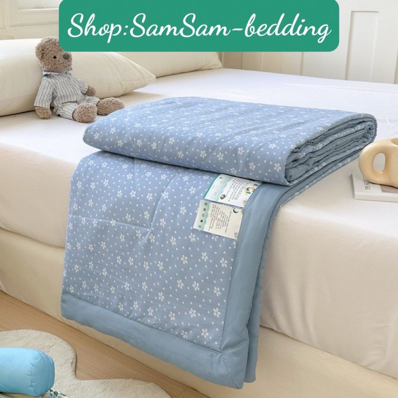 chăn Cotton đũi ép nhiệt nhập khẩu chuẩn kích thước 2m x 2m3 sử dụng 4 mùa quanh năm